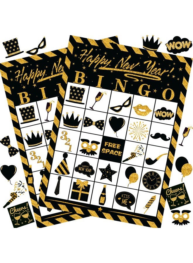 Joy Bang New Years Games for Kids Adults, New Years Bingo Cards 24 Players for Family Friends Large Group, New Years Crafts Activities Party Favors Supplies Gifts for Children - Image 1