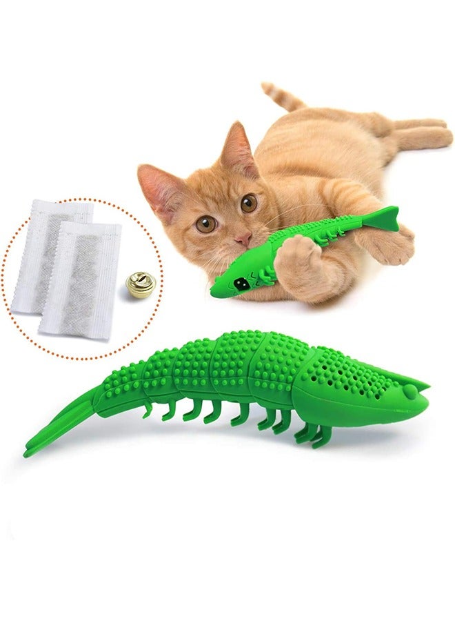 HY Cat Toothbrush Catnip Toy,Interactive Rubber Dental Care for Pet Kitten Kitty, Crayfish-Shaped Safe Chewing Toy Tooth Cleaning Resistant Cat Toy - Image 1