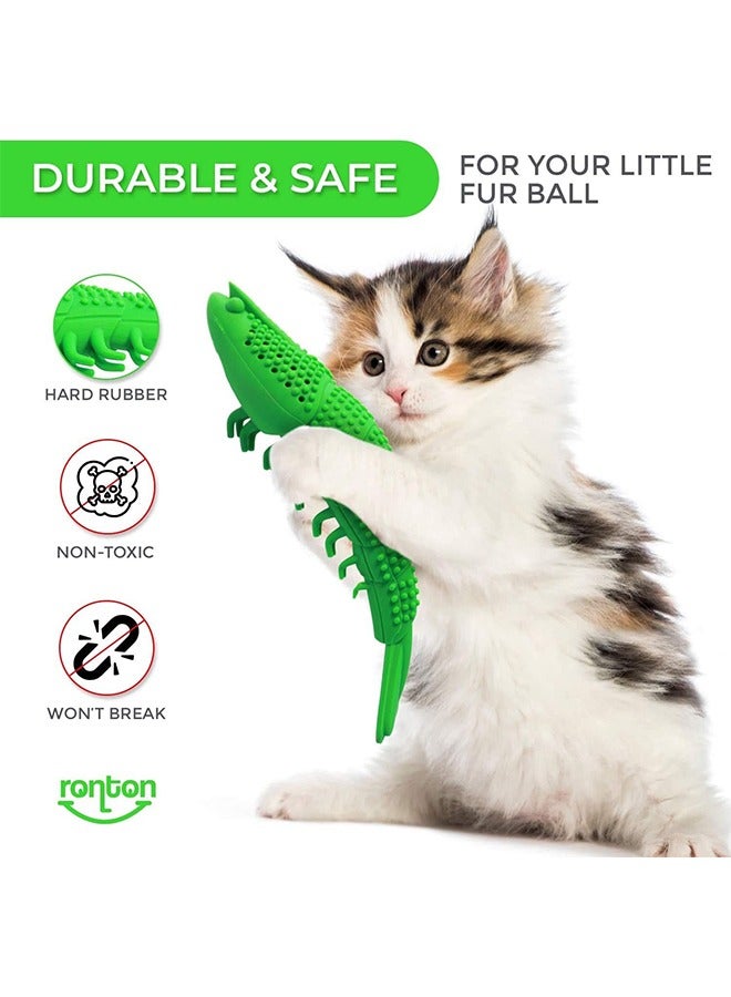 HY Cat Toothbrush Catnip Toy,Interactive Rubber Dental Care for Pet Kitten Kitty, Crayfish-Shaped Safe Chewing Toy Tooth Cleaning Resistant Cat Toy - Image 3