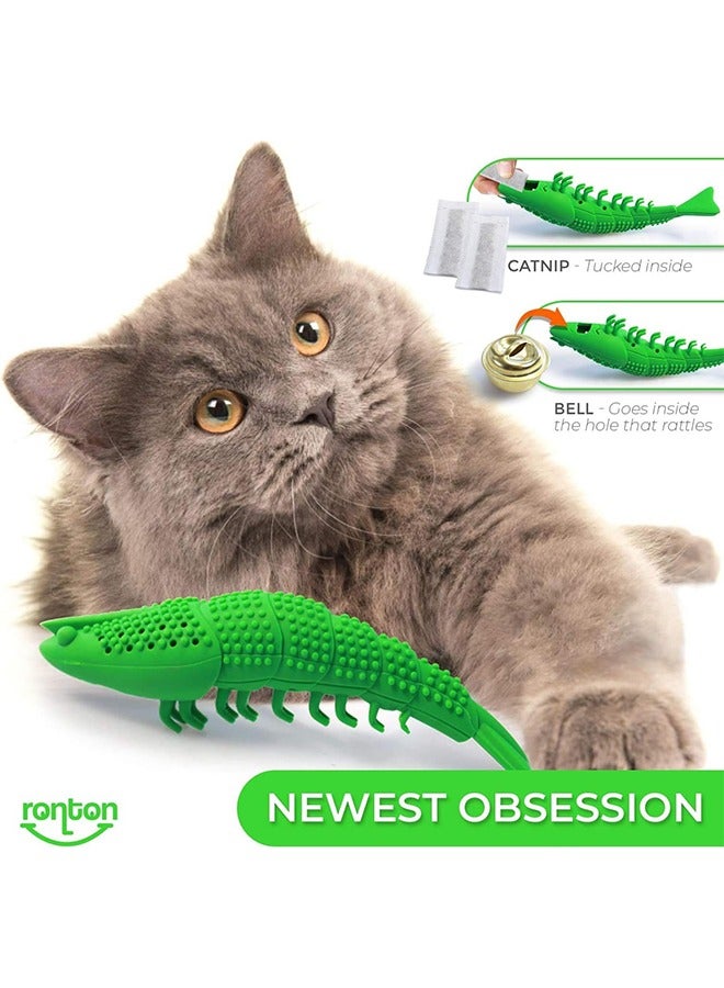 HY Cat Toothbrush Catnip Toy,Interactive Rubber Dental Care for Pet Kitten Kitty, Crayfish-Shaped Safe Chewing Toy Tooth Cleaning Resistant Cat Toy - Image 4