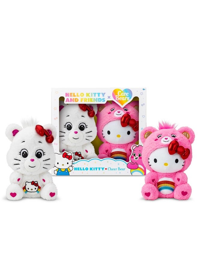 Care Bears Hello Kitty Loves Cheer Bear 10" Collectible Plush 2-Pack - Soft, Huggable Material! - Image 1