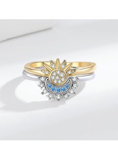 Gasin Pair of Personalized Simple Sun and Moon Rings Stacked Rings with Diamonds Couple Rings for Men and Women  - Image 4