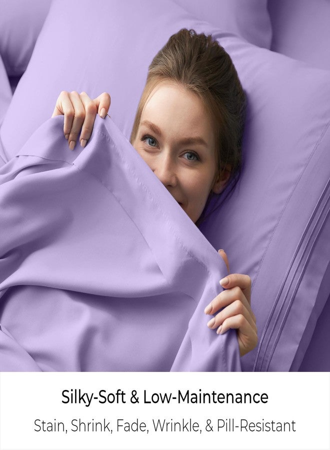 Mellanni Twin Size Flat Sheet - Iconic Collection Bedding - Hotel Luxury, Extra Soft, Cooling - Wrinkle, Fade, Stain Resistant - 1 Flat Sheet Only (Twin, Violet) - Image 5