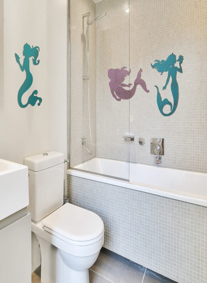 Qunclay Set of 3 Mermaid Wall Bathroom Decor Wooden Silhouettes Mermaid Art Hanging Farmhouse Ocean Themed Wall Decorations for Bedroom Room Accessories Rustic Elegant - Image 4