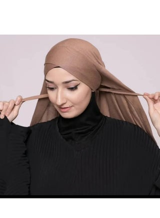 أحدث وشاح حجاب نسائي بربطة متقاطعة، غطاء رأس إسلامي، حجاب طويل ومريح (أزرق) - view 5