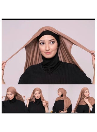 أحدث وشاح حجاب نسائي بربطة متقاطعة، غطاء رأس إسلامي، حجاب طويل ومريح (أزرق) - view 3