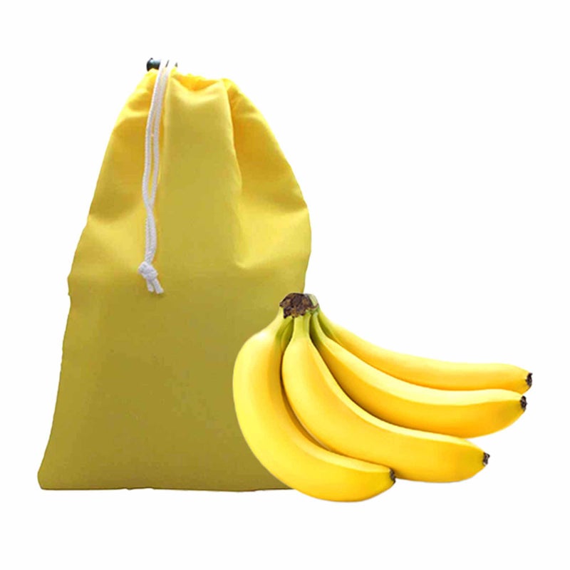 Gadgetime USA Banana Drawstring Preserve Bag to Keep Fresh for Longer Prevent Ripening Reusable Washable Grocery Produce Saver Sack Yellow