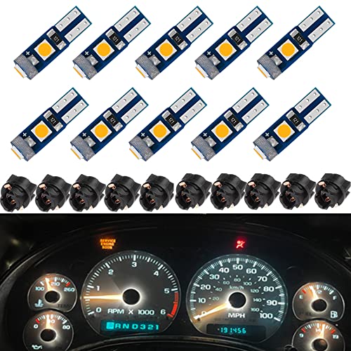 BlyilyB 10-Pack Amber T5 2721 37 74 Wedge Led Bulb PC74 Twist Sockets Replacement Dash Dashboard Lights Instrument Panel Cluster LEDS Lamps - Image 1