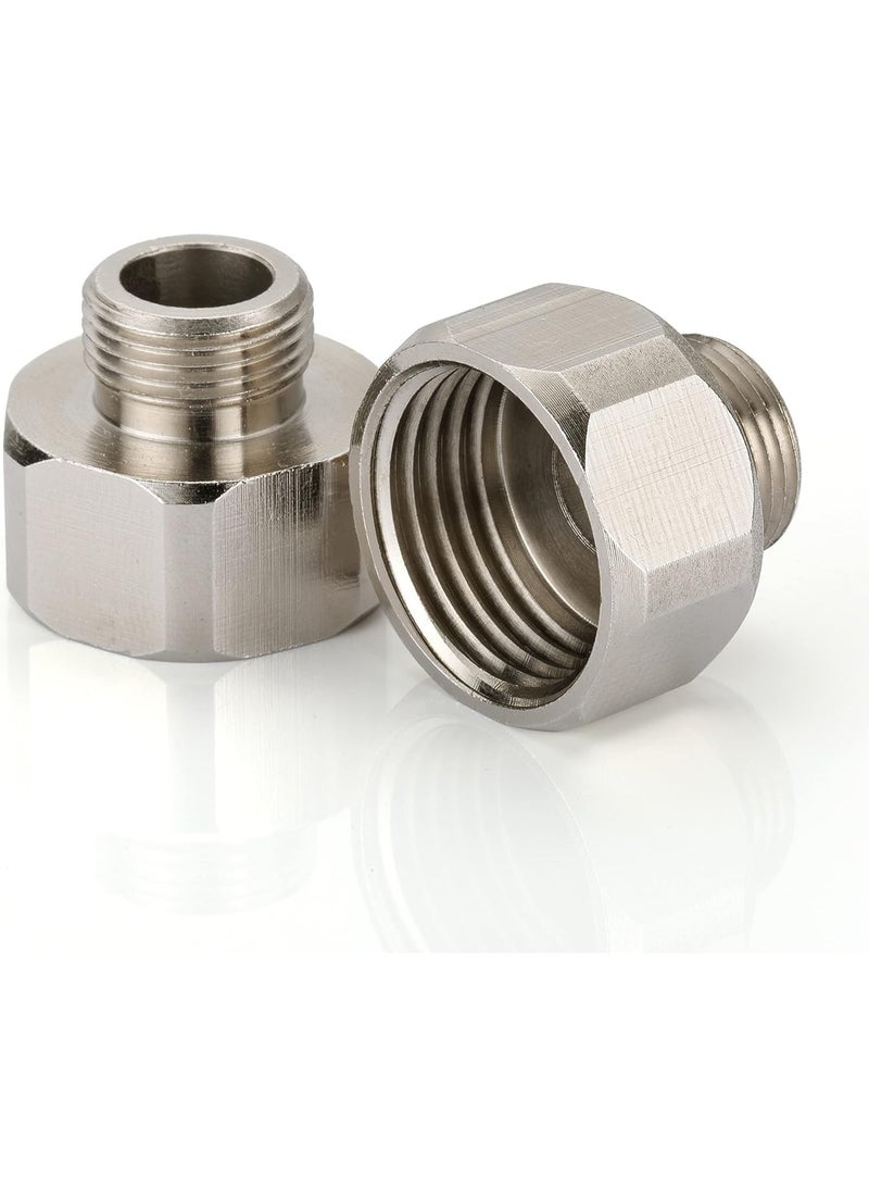 G 1/2 Female to 3/8 Male COMP Reducer Adapter, Brass Pipe Fittings Water Hose Adapter, Compression Fitting for Kitchen Bathroom Faucet, Pipe Connector with Rubber Washer,(2 Pack) - Image 1