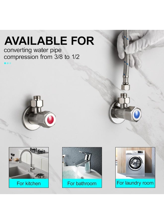 G 1/2 Female to 3/8 Male COMP Reducer Adapter, Brass Pipe Fittings Water Hose Adapter, Compression Fitting for Kitchen Bathroom Faucet, Pipe Connector with Rubber Washer,(2 Pack) - Image 4