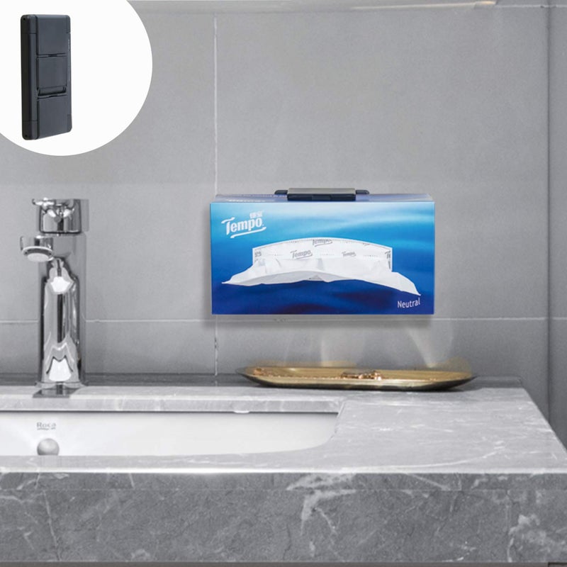TFY Tissue Box Holder, Kitchen Wall Mount Compatible with Facial Tissues and Other Napkin Paper Boxes, Also Compatible with Other Devices-Black - Image 1