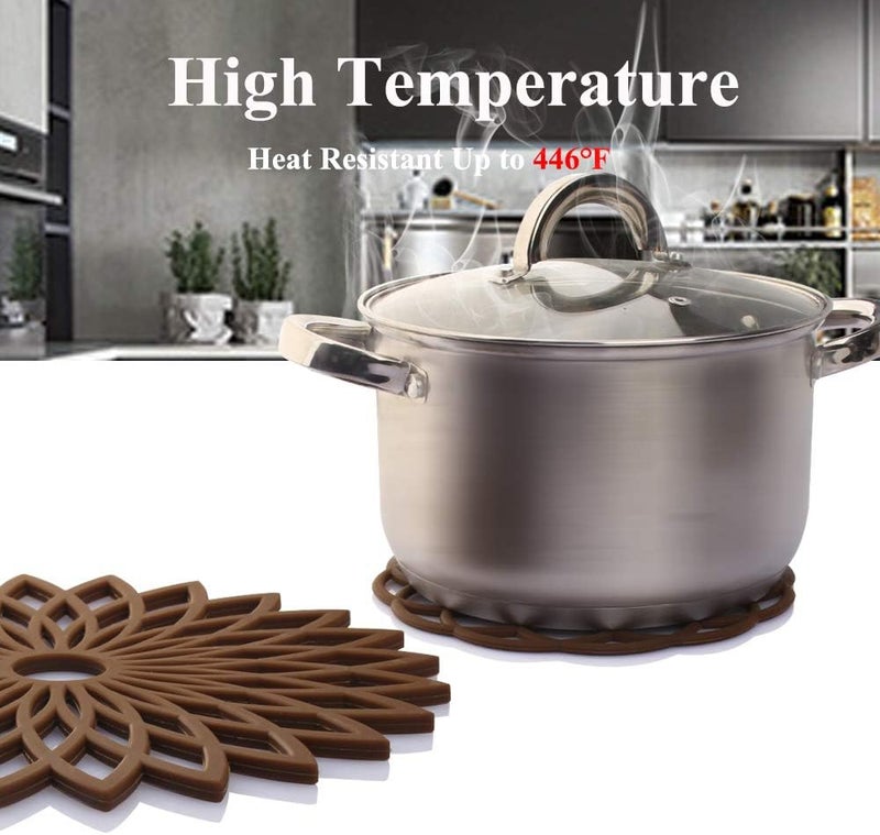 ME.FAN MEFAN Silicone Trivet Mat  Kitchen Hot Pads for Pots  Dish  Insulated Teapot Trivet  Flexible Durable NonSlip Large Coasters 3 Set Deep Purple - Image 3