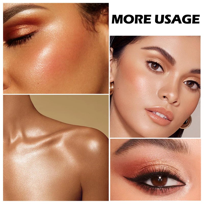 Boobeen Blush and Highlighter Palette- 4-color Metallic Shimmer Shadow Powder, Illuminator Makeup Set for Shading, Highlighting & Defining the Face - Image 3
