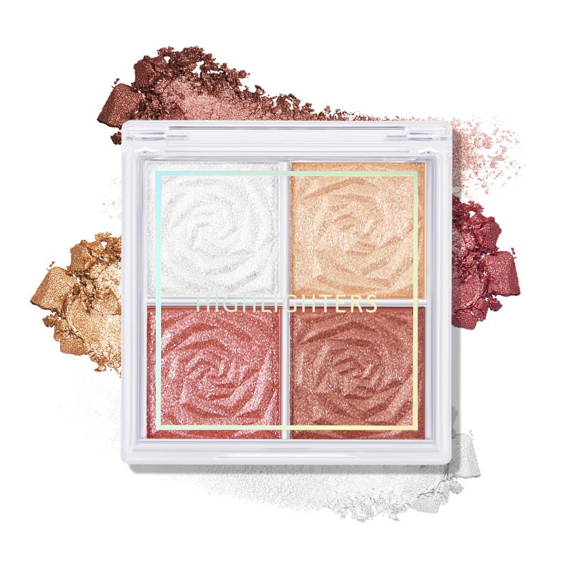 Boobeen Blush and Highlighter Palette- 4-color Metallic Shimmer Shadow Powder, Illuminator Makeup Set for Shading, Highlighting & Defining the Face - Image 1
