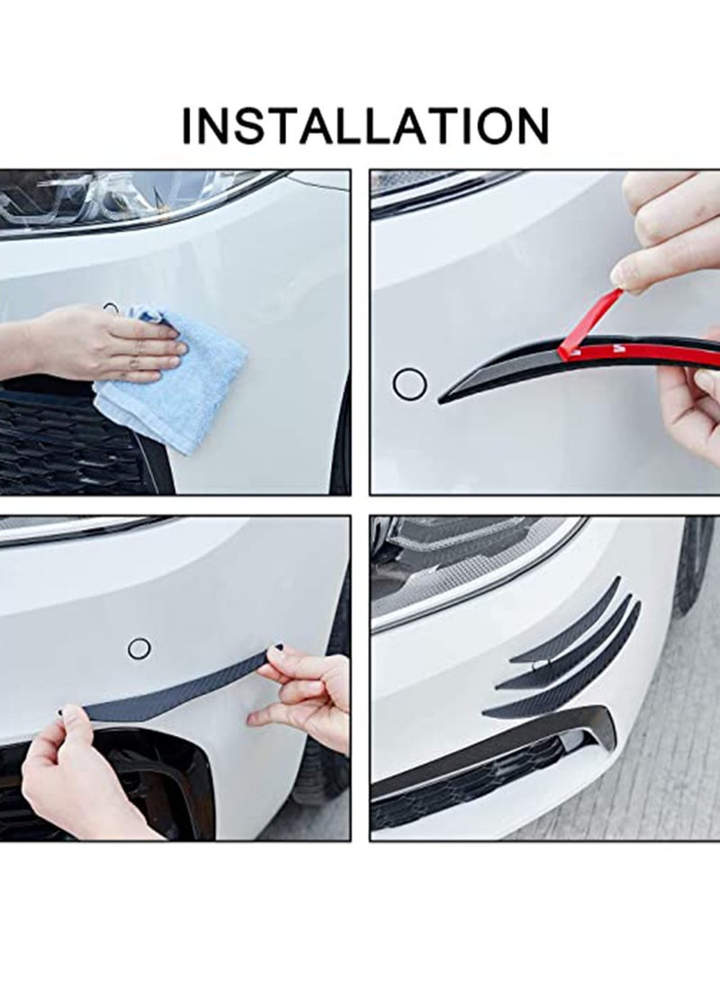 Generic Car Bumper Protector, Car Front Edge Bumper Fin Carbon Fiber Exterior Rubber Fins Spoiler Canards Kit for Car Body Auto Anti-Collision Strip Decoration Stickers Accessories for Car (6Pcs)  - Image 3