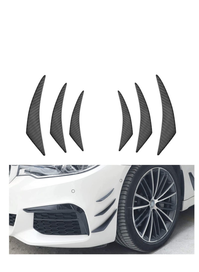 Generic Car Bumper Protector, Car Front Edge Bumper Fin Carbon Fiber Exterior Rubber Fins Spoiler Canards Kit for Car Body Auto Anti-Collision Strip Decoration Stickers Accessories for Car (6Pcs)  - Image 1