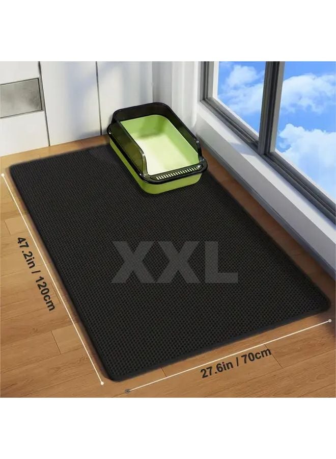 Extra Large Double Layer Cat Litter Mat XXL 47x28 Inch Black EVA Waterproof Washable - Image 1