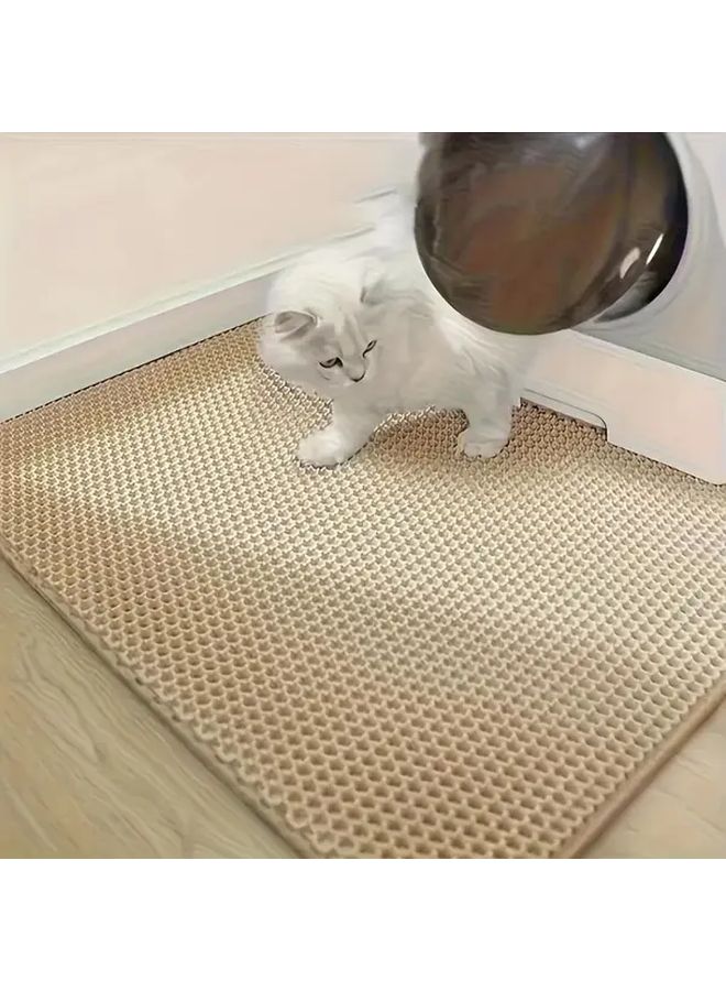 Extra Large Double Layer Cat Litter Mat XXL 47x28 Inch Black EVA Waterproof Washable - Image 3