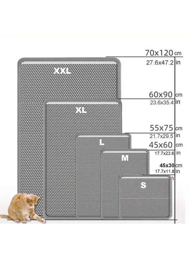 Extra Large Double Layer Cat Litter Mat XXL 47x28 Inch Black EVA Waterproof Washable - Image 2