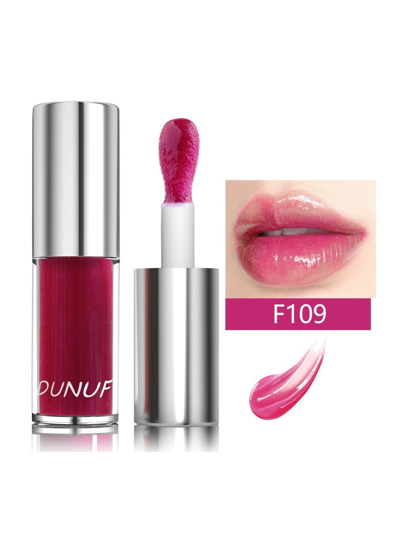 DUNUF Lip Glow Oil Deep Nourishing Moisturizing Glossy Mirror Shiny Plumping Long Lasting Lightweight Non Sticky Portable Lip Oil Lip Care to Fade Lines and Exfoliate Dead Skin for Women 3.5ml - Image 1