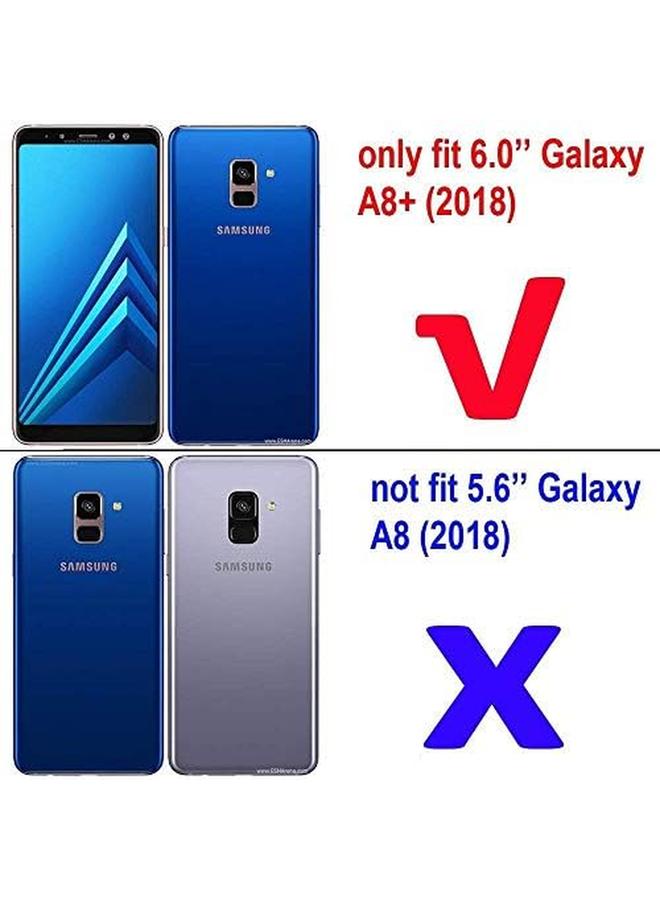 إيروريكس جراب متوافق مع Galaxy A8 Plus 2018، جراب معدني بحلقة قبضة، حامل مضاد للصدمات، متين، يعمل مع حامل السيارة المغناطيسي، غطاء مزدوج الطبقات قوي لهاتف Samsung Galaxy A8 Plus 2018، أسود - Image 2