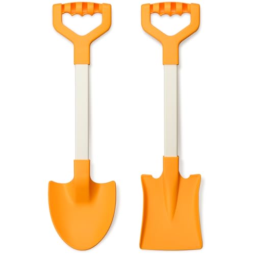 QINGLER 20 Long Sand Beach Shovels for Kids Heavy Duty Plastic Summer Sand Scoops Spades Toy Sandbox Garden Snow Digging Play Gift Set Party Bundle 2 Pack Orange - Image 1