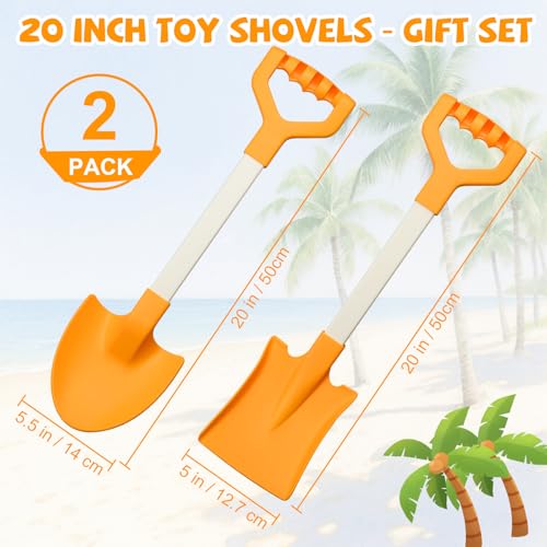 QINGLER 20 Long Sand Beach Shovels for Kids Heavy Duty Plastic Summer Sand Scoops Spades Toy Sandbox Garden Snow Digging Play Gift Set Party Bundle 2 Pack Orange - Image 5