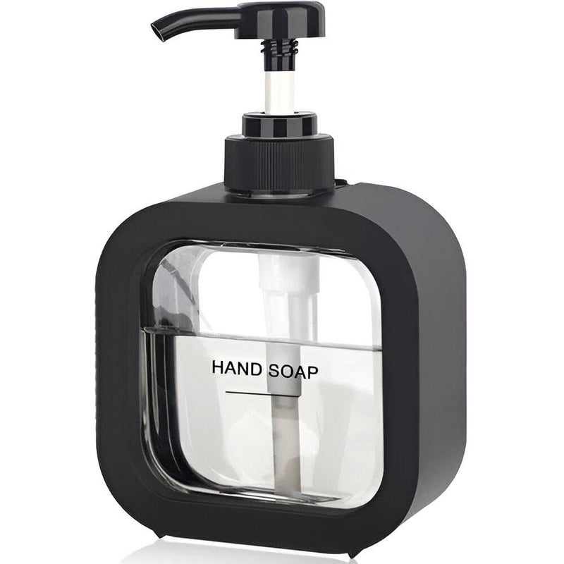 Refillable Soap Dispenser-500ml Transparent Pump Bottle For Hand Soap, Plastic Dish Soap Dispenser For Kitchen Basin, Elegant And Practical (Black)