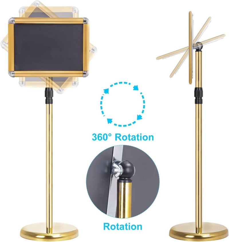 KASTWAVE A4 Sign Stand Aluminum Poster Stand Floor Display Stands Snap Frame Poster Board Menu Holder Advertisement Rack Gold - Image 4