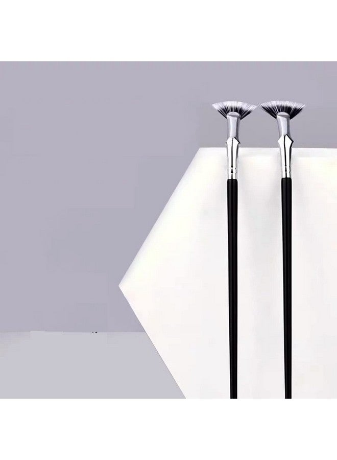 TEONEI Fan Mascara Brushes Eyelash Eyebrow Brush Makeup Brush Eye Lashes Makeup Tools Eyelash Brush Eyebrow Brush Eye Shadow Brush2Pcs(Bent) - Image 2