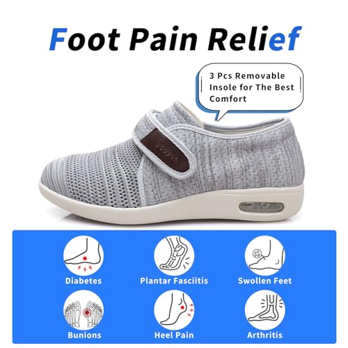MEJORMEN Womens Diabetic Walking Shoes Adjustable Outdoor Sneakers Recovery Easy On Off Strap Wide Width Slippers Comfort for Seniors Elderly Woman Swollen Feet, Edema, Foot Pain - Image 4