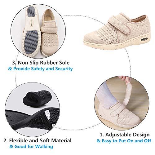 MEJORMEN Womens Diabetic Walking Shoes Adjustable Outdoor Sneakers Recovery Easy On Off Strap Wide Width Slippers Comfort for Seniors Elderly Woman Swollen Feet, Edema, Foot Pain - Image 5
