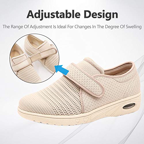 MEJORMEN Womens Diabetic Walking Shoes Adjustable Outdoor Sneakers Recovery Easy On Off Strap Wide Width Slippers Comfort for Seniors Elderly Woman Swollen Feet, Edema, Foot Pain - Image 3