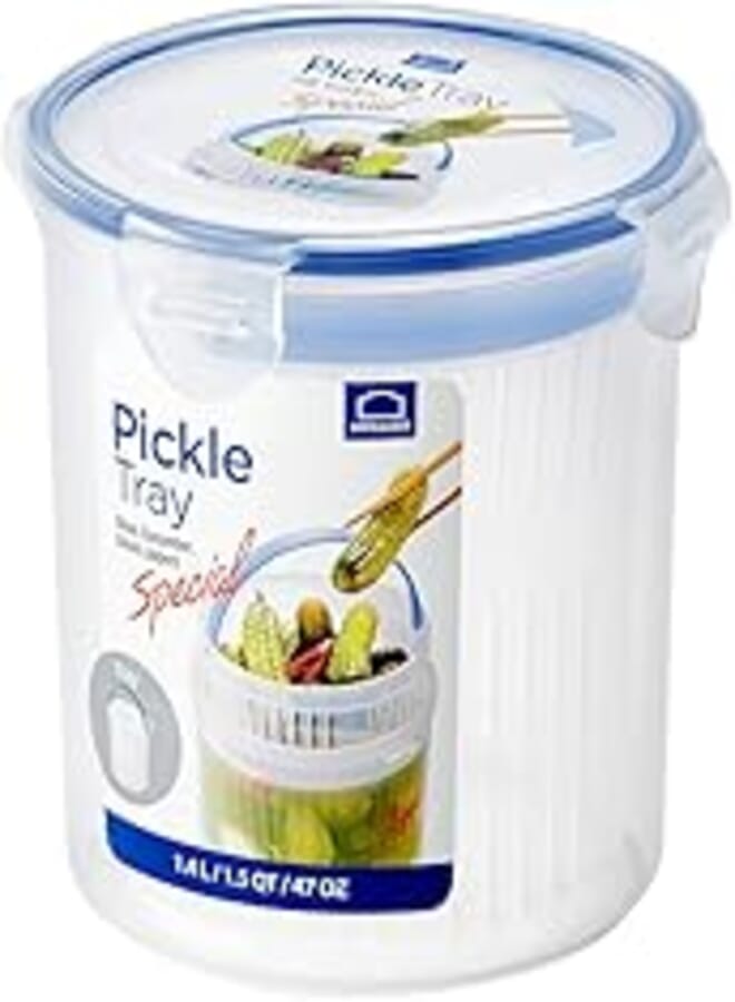 LocknLock Round Plastic Container with Tray 1.4L