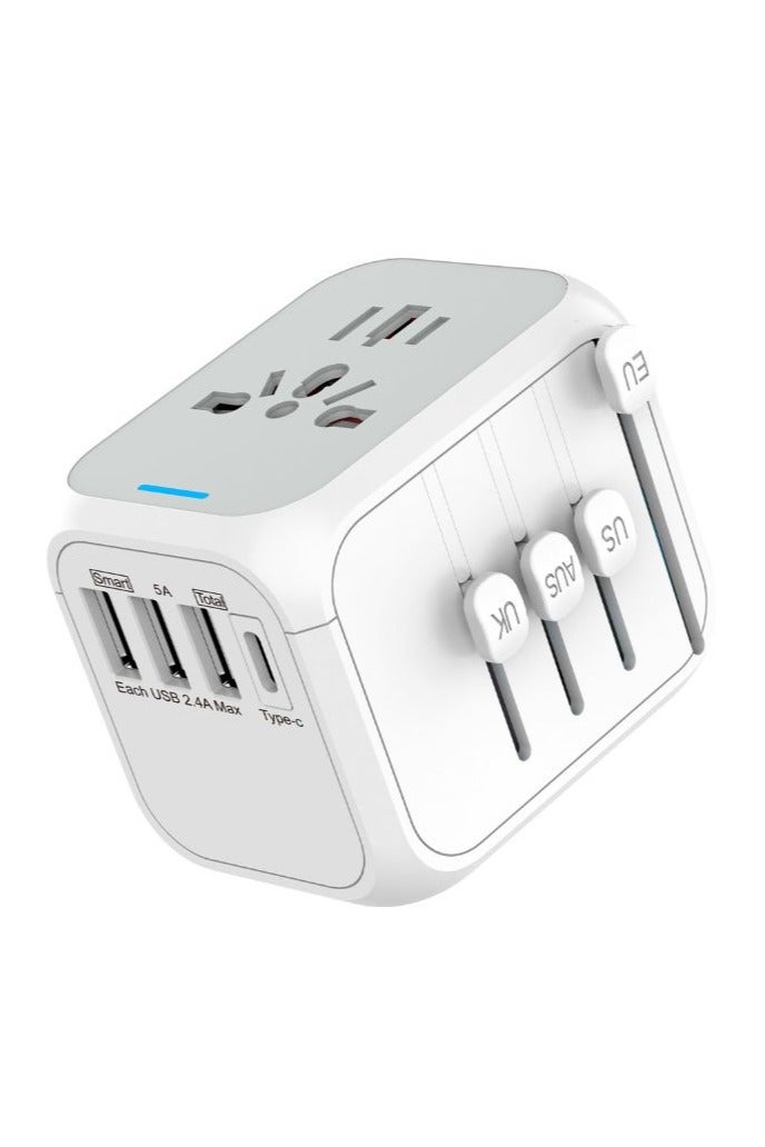 Arabest Universal Travel Power Adapter,100-250V 5A International Wall Charger,  3 USB-A and 1 USB Type-C Ports Adapter Plug, Worldwide AC Outlet Plugs Adapters for Europe, UK, US, AU, Asia - Image 1