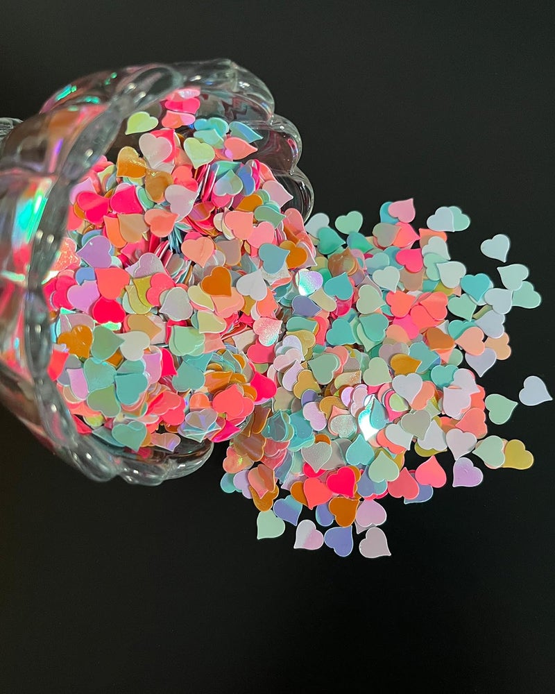Comemela Iridescent Heart Confetti, Multicolor Valentines Day Table Scatter Sequins Heart Scatter for Wedding Bridal Shower Birthday Party - Image 2