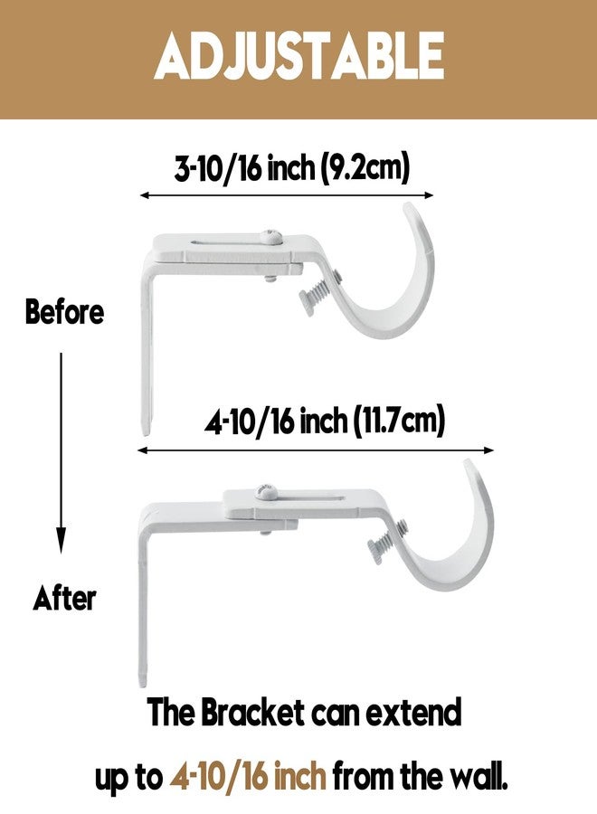 AddGrace Adjustable Curtain Rod Bracket, Fits up to 1 inch Curtain Rod, Set of 2, Sturdy Extendable Curtain Rod Holder, Metal Single Rod Bracket for Wall - Image 3
