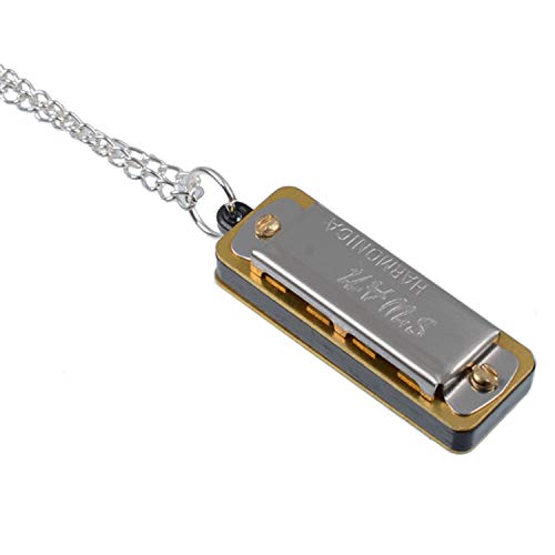 Swan Dresden New Cute Swan Mini Harmonica 4 Hole 8 Tone Necklace Silver - Image 1