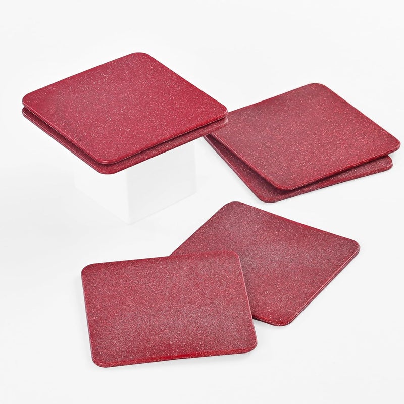 Eha Earth Friendly Tea Coasters Set of 6|Coasters for Dining Table for Hot Pots|Coaster Made with Bamboo Fibers & Rice Husk |for Tea Cups, Coffee Mugs and Glasses | Coral - Image 1