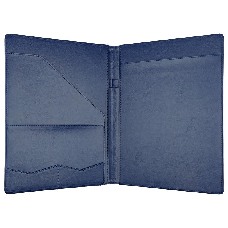MOWPOG Professional Padfolio Portfolio Binder, Faux Leather Interview Resume Folder, Letter Size A4 Legal Writing Pad Holder, Document Organizer for Business School Office Conference (Blue) - Image 2