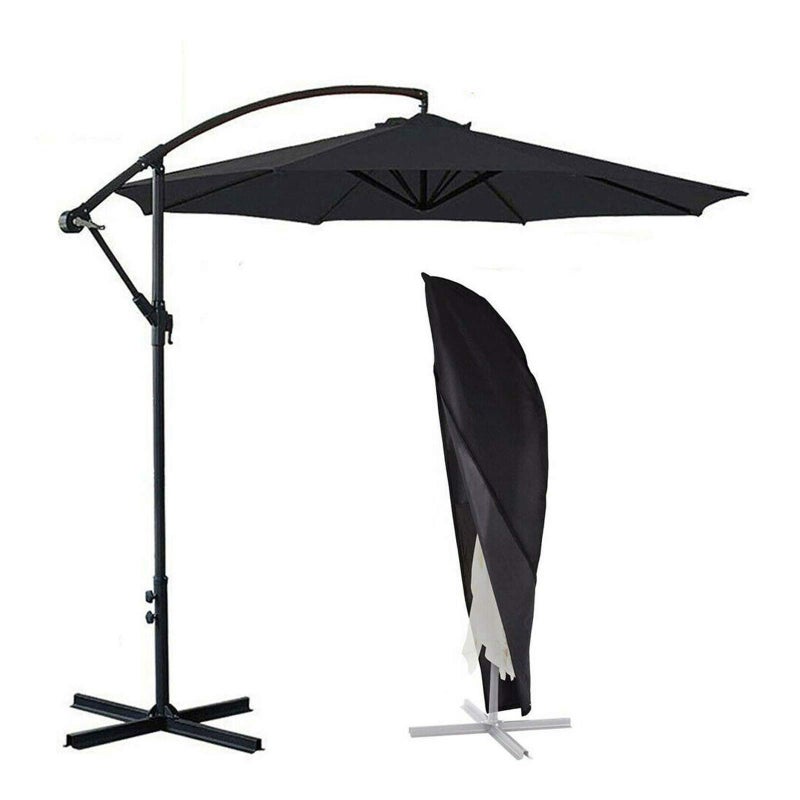 ConPus Umbrella Cover, Patio Cantilever Offset Umbrella Cover for 9ft to 13ft Cantilever Parasol Outdoor Market Umbrellas Cover with Zipper and Water Resistant Protector Black - Image 1