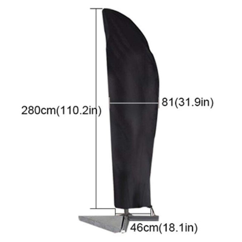 ConPus Umbrella Cover, Patio Cantilever Offset Umbrella Cover for 9ft to 13ft Cantilever Parasol Outdoor Market Umbrellas Cover with Zipper and Water Resistant Protector Black - Image 3