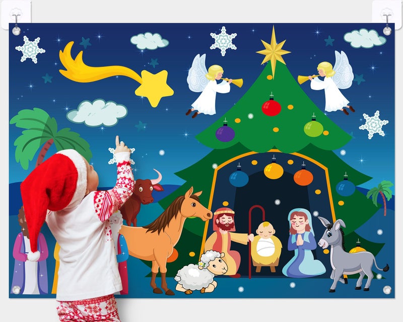 Yexiya Christmas Nativity Scene Felt Story Board Set for Toddlers Children 34 Feet Nativity Crafts for Kids Preschool Sunday School Decorations Reusable Wall Hanging Gift for Boys Girls Fresh - Image 3