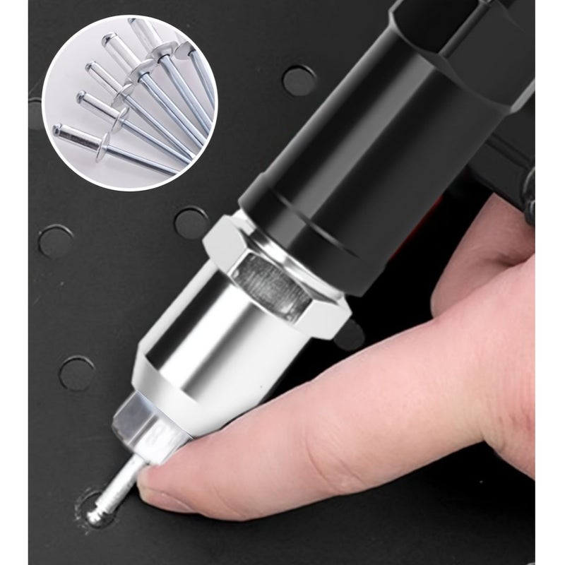 Rivet Gun Kit Advanced Model With Aluminum Alloy Shell 4 Interchangeable Tip Sizes For Electric Drill Drills Used For Rivets And Bricks Convenient Practical Non Electric - Image 3