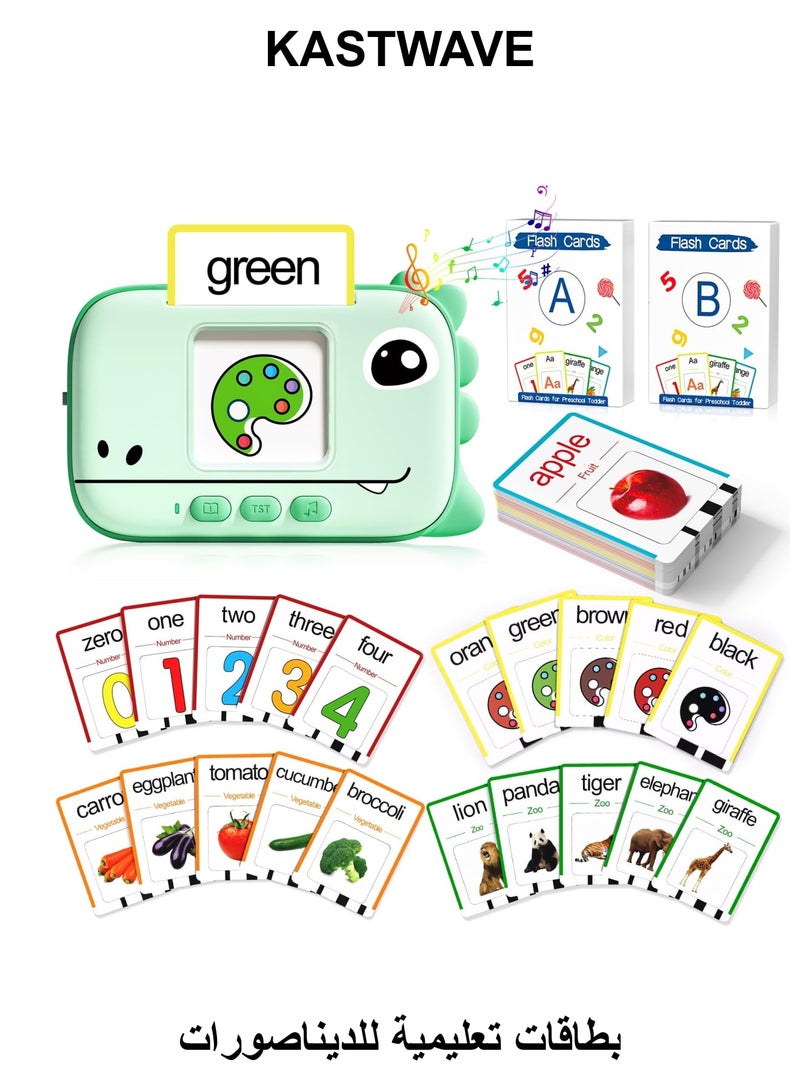 KASTWAVE Interactive Dinosaur Montessori Flash Cards for Boys  Girls Ages 1-6, Autism-Friendly Learning Toy with 160 Educational Sight Words, Bilingual Speech Therapy for Toddlers - Image 1