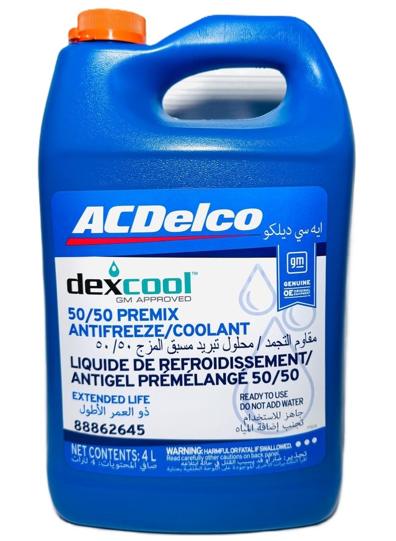 Ac Delco DEX-COOL Antifreeze Coolant Premixed 50/50 Orange 4Ltr - Image 1