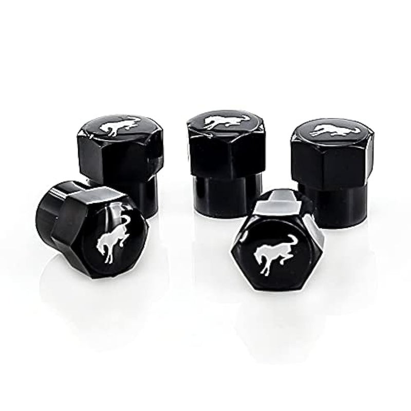 Ford Bronco Black Plastic Tire Valve Stem Cap Covers Pack of 5