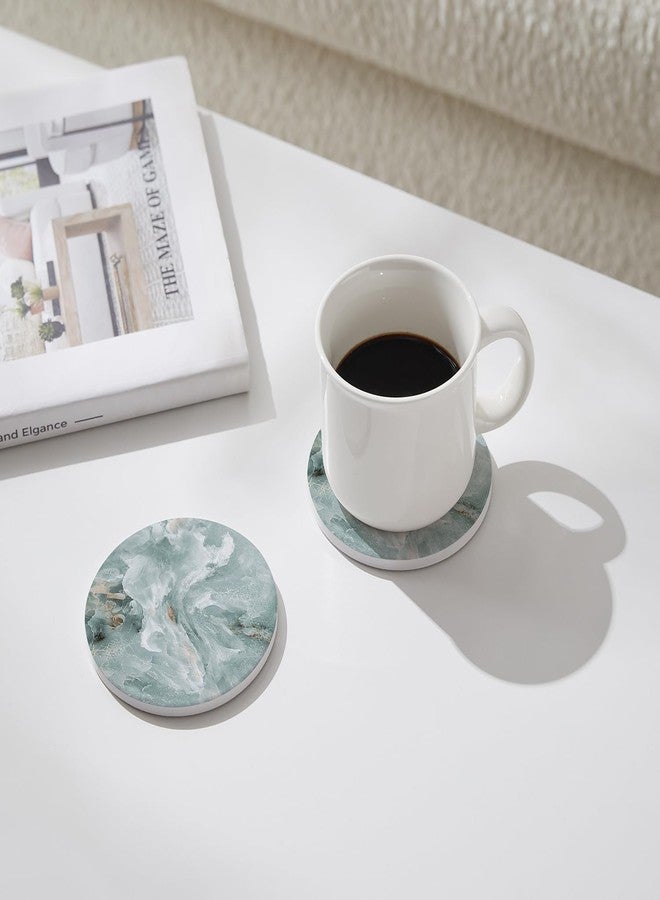Hoomey Set of 6 Abstract Marble Coasters with Holder, Absorbent Ceramic Coasters for Drinks, Coasters with Cork Backing for Table Protection, Housewarming Gifts for New Home - Image 2