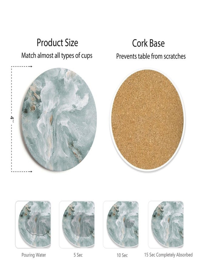 Hoomey Set of 6 Abstract Marble Coasters with Holder, Absorbent Ceramic Coasters for Drinks, Coasters with Cork Backing for Table Protection, Housewarming Gifts for New Home - Image 4