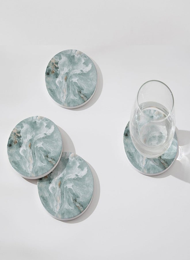 Hoomey Set of 6 Abstract Marble Coasters with Holder, Absorbent Ceramic Coasters for Drinks, Coasters with Cork Backing for Table Protection, Housewarming Gifts for New Home - Image 3